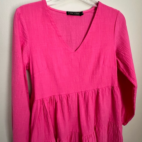 Hot Pink Ruffle Dress Medium - Picture 3 of 5